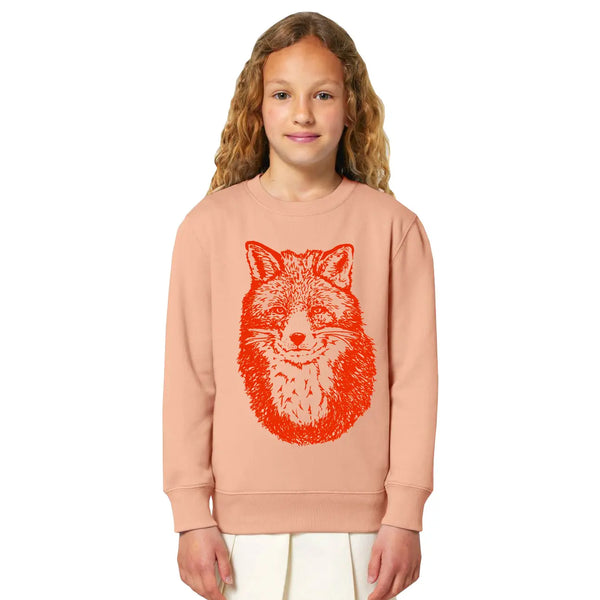 Organic Cotton Kids Sweatshirt | Fox on Peach - Fauna Kids