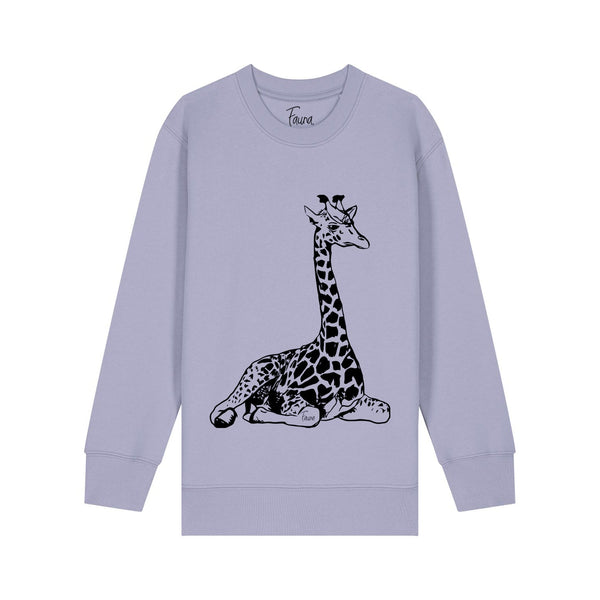 Organic Cotton Kids Sweatshirt | Giraffe Lilac - Fauna Kids