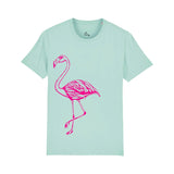 Organic Cotton Kids T-Shirt | Caribbean Blue & Pink Flamingo Fauna Kids