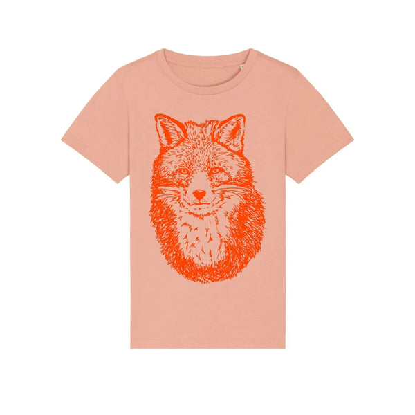 Organic Cotton Kids T-Shirt | Fox on peach