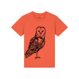 Organic Cotton Kids T-Shirt | Orange Coral Owl Fauna Kids