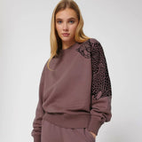 Organic Cotton Oversized Women's Sweatshirt | Mocha Leopard Fauna