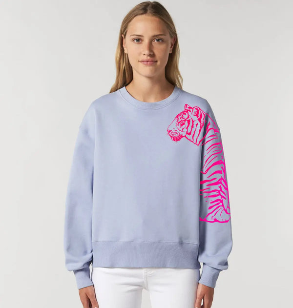 Organic Cotton Relaxed Fit Women's Sweatshirt | Neon Tiger Fauna