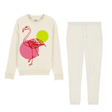 Organic Cotton Tracksuit | Flamingo on Natural Ecru