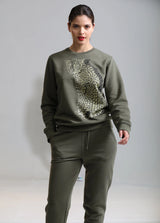 Organic Cotton Unisex Co-ords | Gold & black leopard on Khaki Fauna