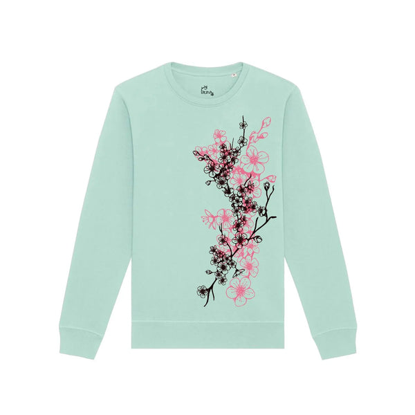 Organic Cotton Unisex Fit Sweatshirt | Cherry Blossom Blue Fauna Kids