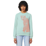 Organic Cotton Unisex Leopard Sweatshirt | Caribbean Blue & Coral Fauna