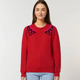 Organic Cotton Unisex Rose Sweatshirt | Black on Red Fauna