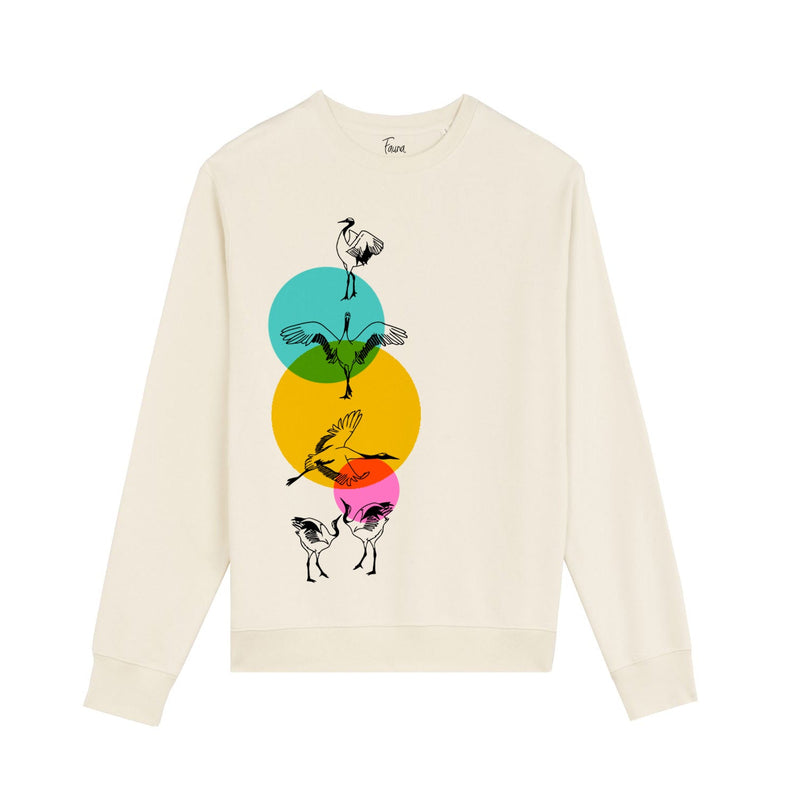 Organic Cotton Unisex Sweatshirt | Crane & Lens Flare on natural Fauna Kids