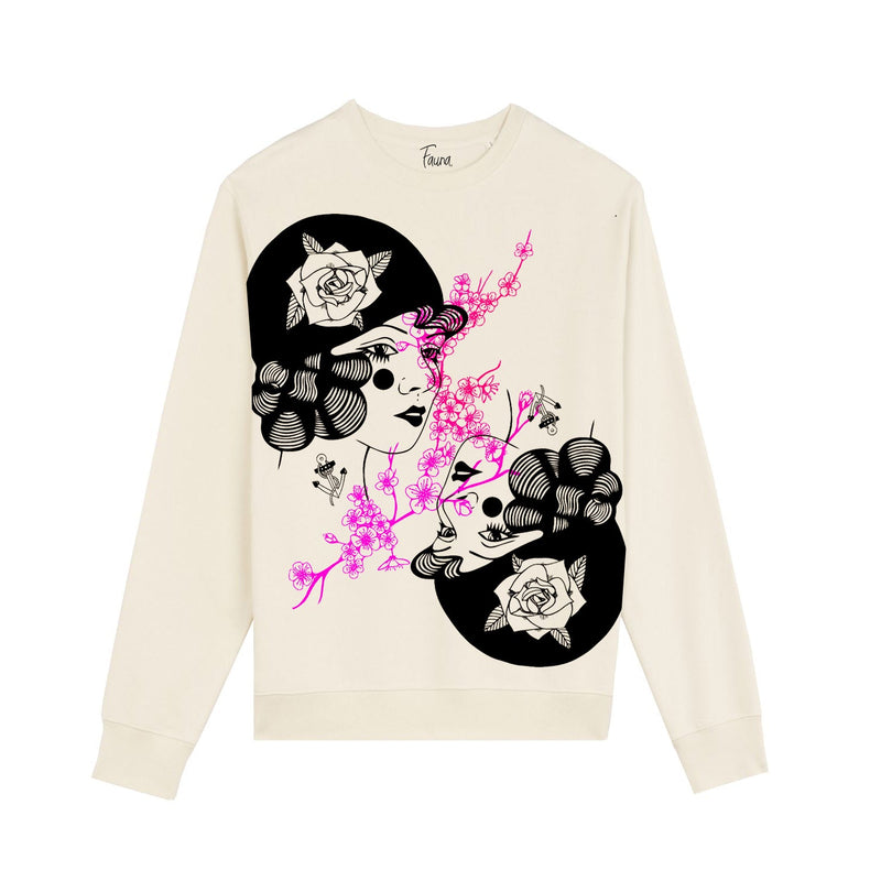 Organic Cotton Unisex Sweatshirt | Tattoo Cherry Blossom Fauna