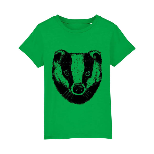 Organic Cotton Unisex T-shirt | Badger on Fresh Green Fauna