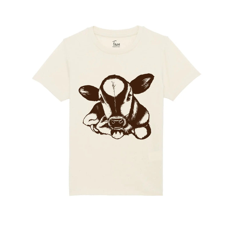 Organic Cotton Unisex T-shirt | Cow on Natural Fauna Kids