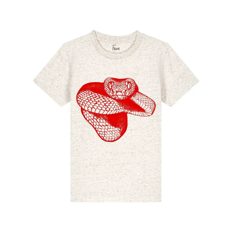 Organic Cotton Unisex T-shirt | Red snake on oatmeal Fauna