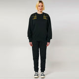 Organic Cotton Unisex Tracksuit | Gold swallows on black Fauna