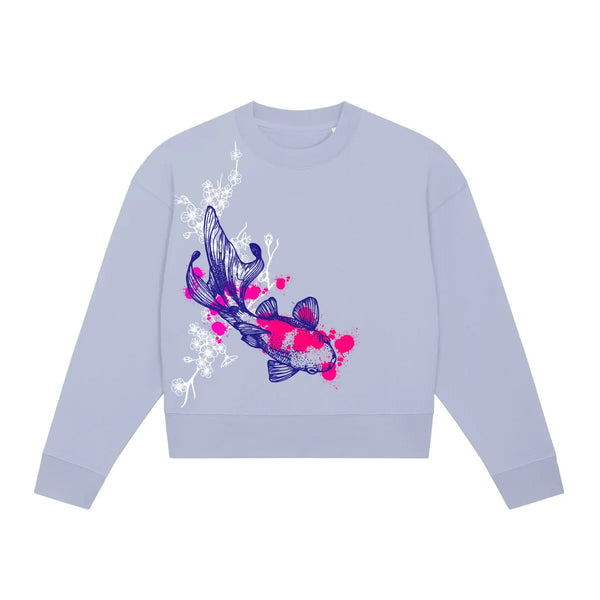 Organic Cotton Women's Cropped Sweatshirt | Koi Fish Fauna Kids