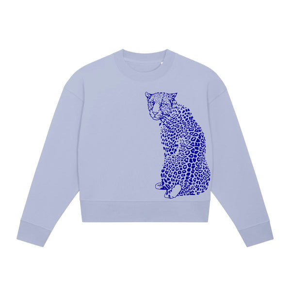 Organic Cotton Women's Cropped Sweatshirt | Leopard Fauna