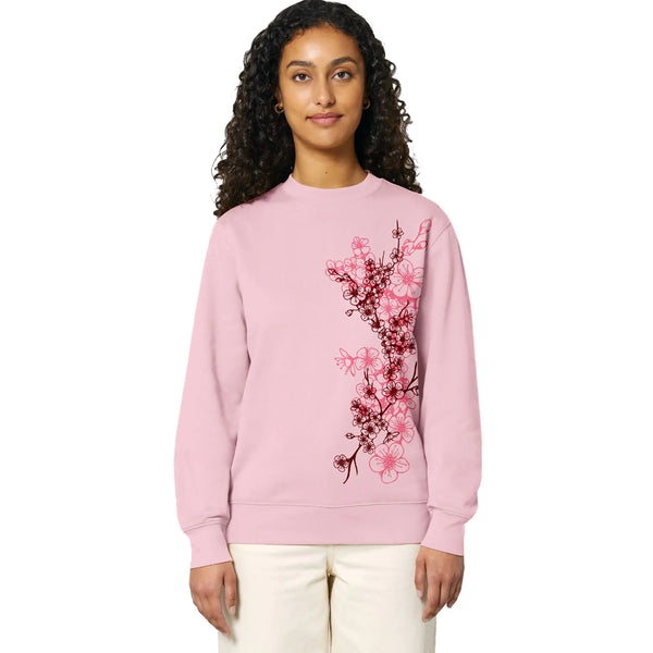 Organic Cotton Women's Sweatshirt | Cherry Blossom Fauna