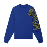 Oversized Graphic Sweatshirt | Gold tiger on blue Fauna