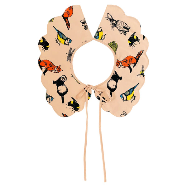 (Pre-order) Women's Detachable Collar (Peach) with animal print Fauna Kids