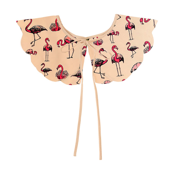 (Pre-order) Women's Detachable Collar (Peach) with flamingo print Fauna Kids