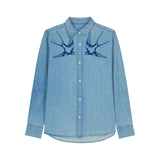 Women's Denim Shirt | Blue Swallows - fauna.ie