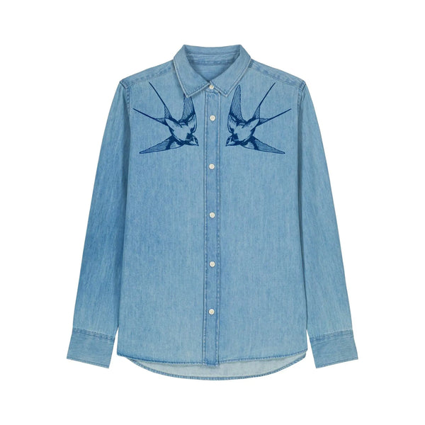 Women's Denim Shirt | Blue Swallows Fauna Kids