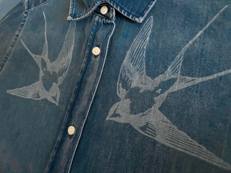 Women's Denim Shirt | Faded Swallows - fauna.ie