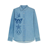 Women's Denim Shirt | Tattoo Motif Print Fauna Kids