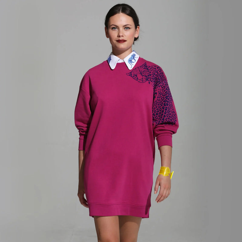 Women's Oversized Sweatshirt Dress | Leopard Fauna Kids