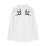 Women's Oxford Shirt | White with Black Swallows - fauna.ie