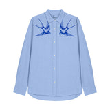 Women's Oxford Shirt | Blue with Blue Swallows - fauna.ie