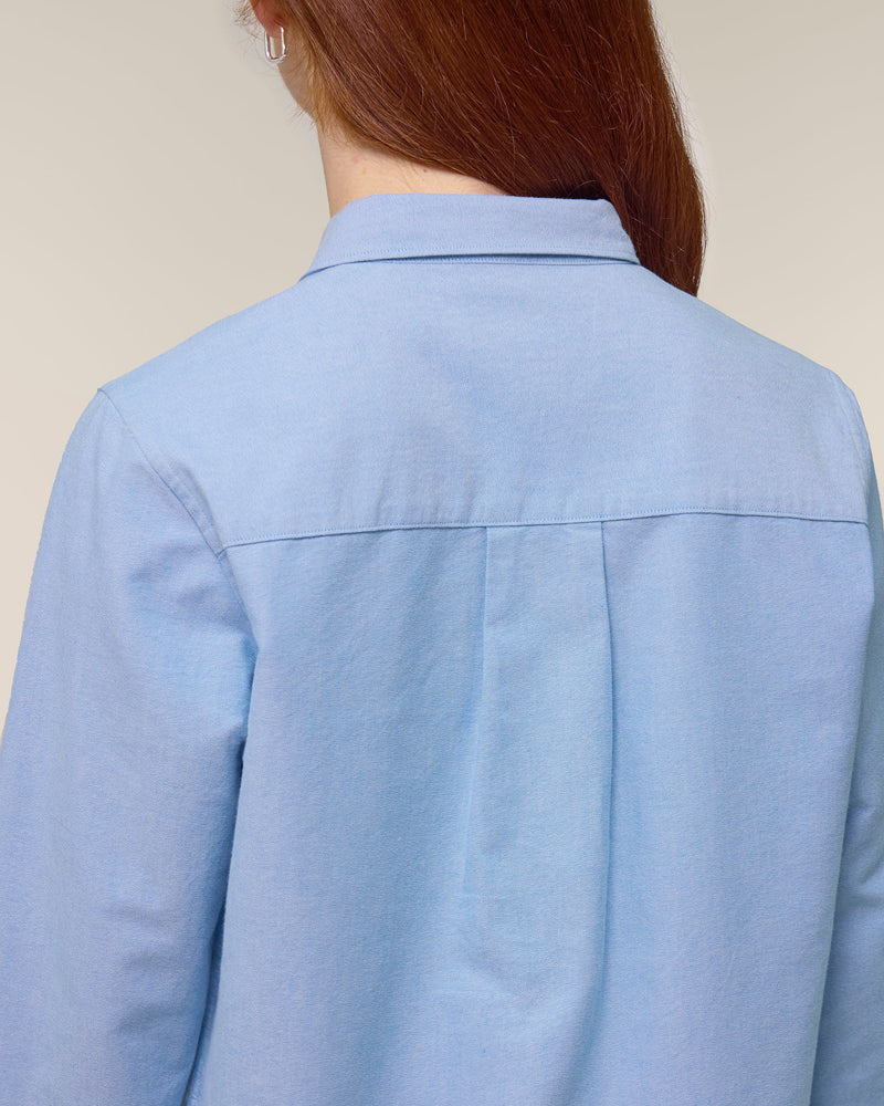 Women's Oxford Shirt | Blue with Blue Swallows - fauna.ie