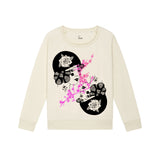 Womens Wide Neck Sweatshirt | Cherry Blossom Tattoo Natural Fauna