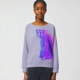 Womens Wide Neck Sweatshirt | Double Neon Leopard Fauna