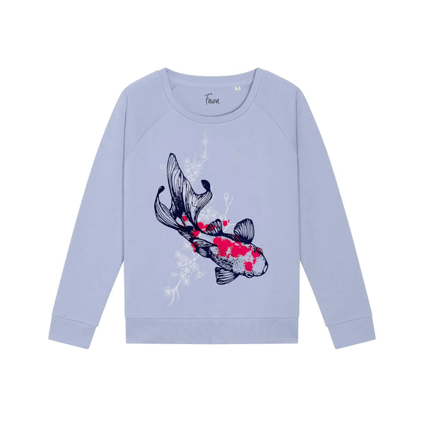 Womens Wide Neck Sweatshirt | Koi Fish Fauna