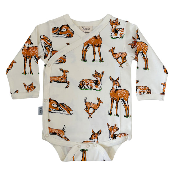 Organic Cotton Baby Bodysuit | Kimono Style | Fawn