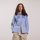 Women's Oxford Shirt | Blue with Blue Swallows