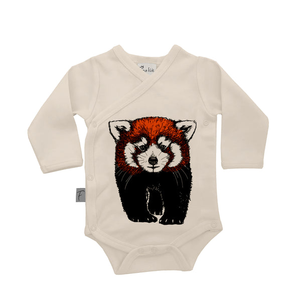 Organic Cotton Baby Bodysuit | Kimono Style | Red Panda