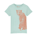 Organic Cotton Kids T-Shirt | Caribbean Blue & Coral Leopard Fauna Kids