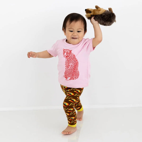 Organic Cotton Kids T-Shirt | Pink Red Leopard Fauna Kids